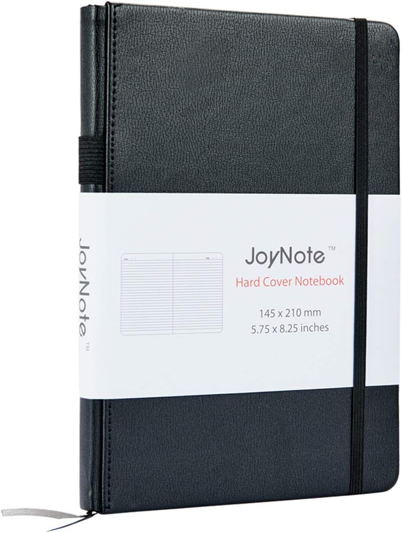 JoyNote A5 Hardcover Notebook, College Ruled Journals with Pocket, Premium Thick Paper Faux Leather Writing Notebook with Pen Loop, 96 Sheets/192 Pages, 5.75 x 8.25 inches
