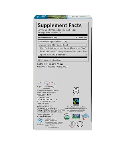 Miniatura 4 de Organic India Té de hierbas energizante Tulsi favorito  desayuno, verde, moringa  albahaca sagrada, adaptógeno, vegano, certificado por USDA, sin