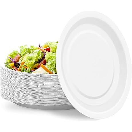 50 Count 7 Inch Easter Dessert Paper Plates | White Disposable Cake Plates for Appetizers