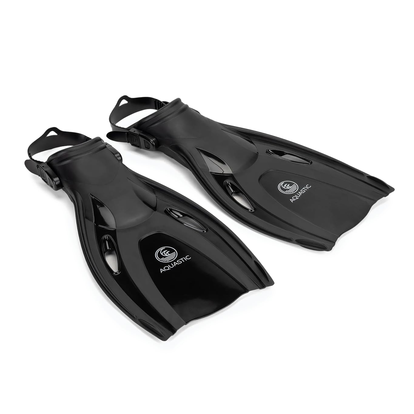 AQUASTIC Pinne per snorkeling COVE Taglia 38/42|43/46 Colore EU Nero Pinne da nuoto lunghe e regolabili per adulti Chiusura con cinturino Comodo Ideale per sub
