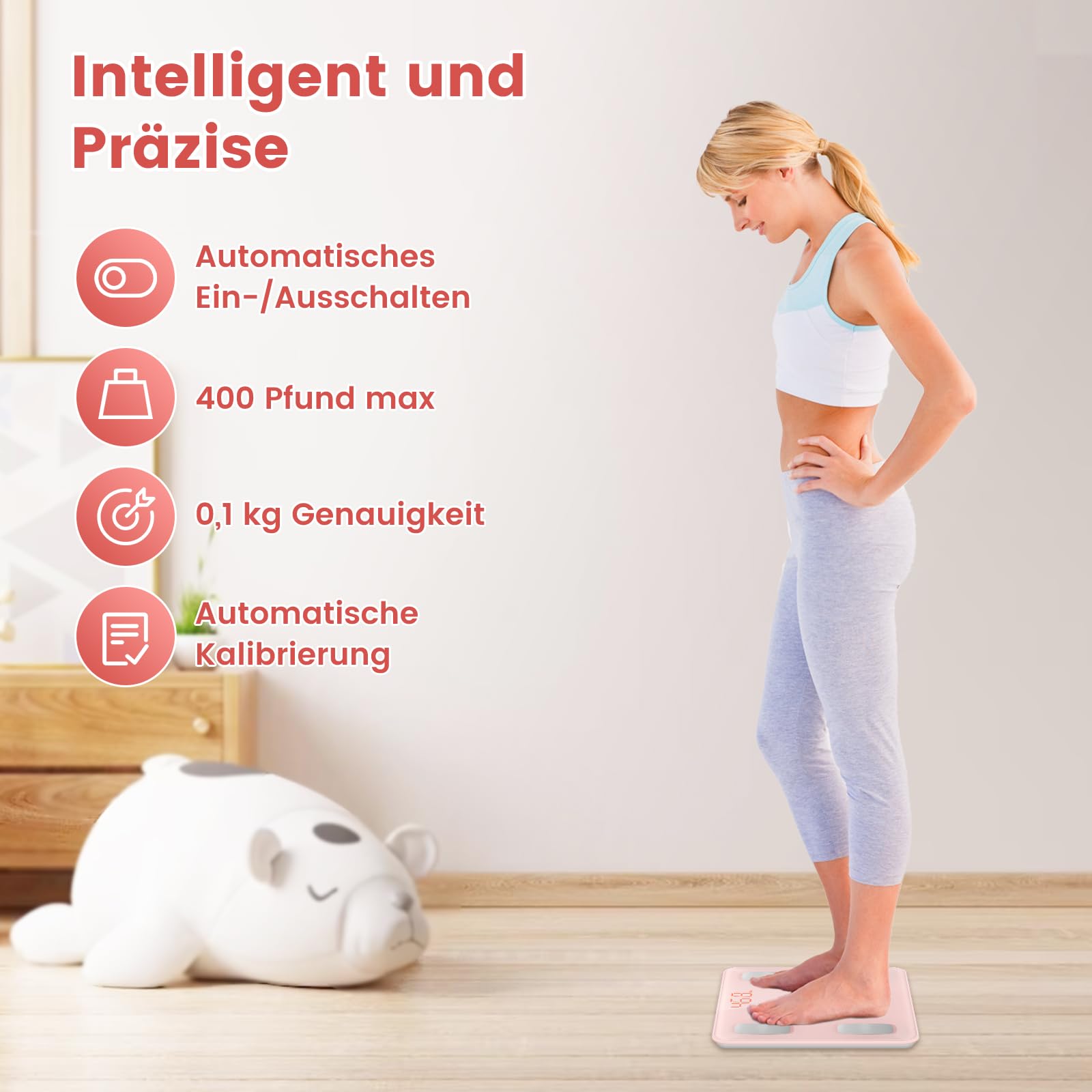 Himaly Körperfettwaage, kompatibel Personenwaage mit App, Smart Digitale Waage für Körperfett, Knochengewicht, Körpergewicht, Muskelmasse, viszerales Fett, Körperwasser, BMI