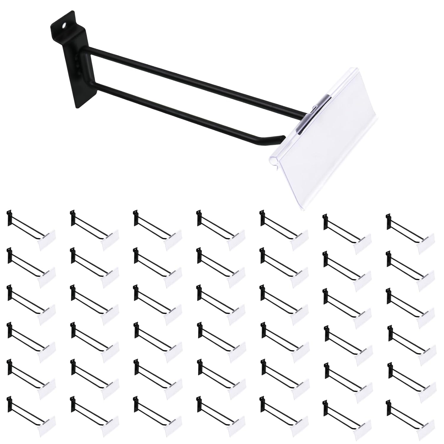 CNQLIS 50 Pack 8 Inch Slatwall Hooks with Label Holder, Slatwall Panel Display Accessories for Garage, Shop, Retail Display