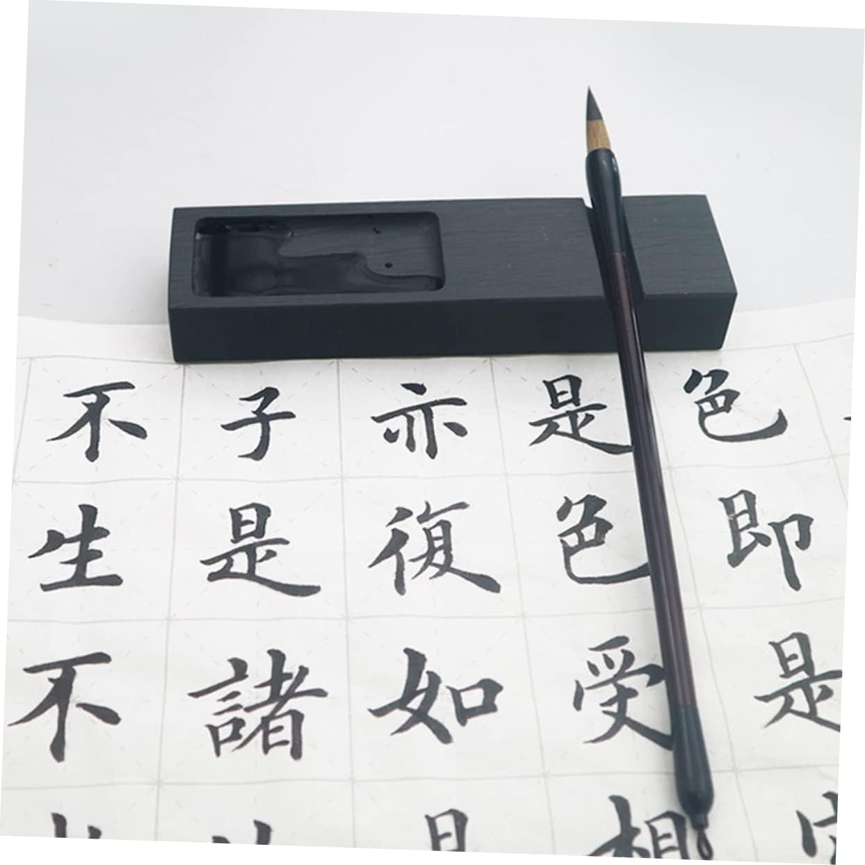 SEWACC Multi-Functional Inkstone for Painting and Calligraphy Unique Rectangular Design Portable Student Accessory for Art Practice and Desk Decoration