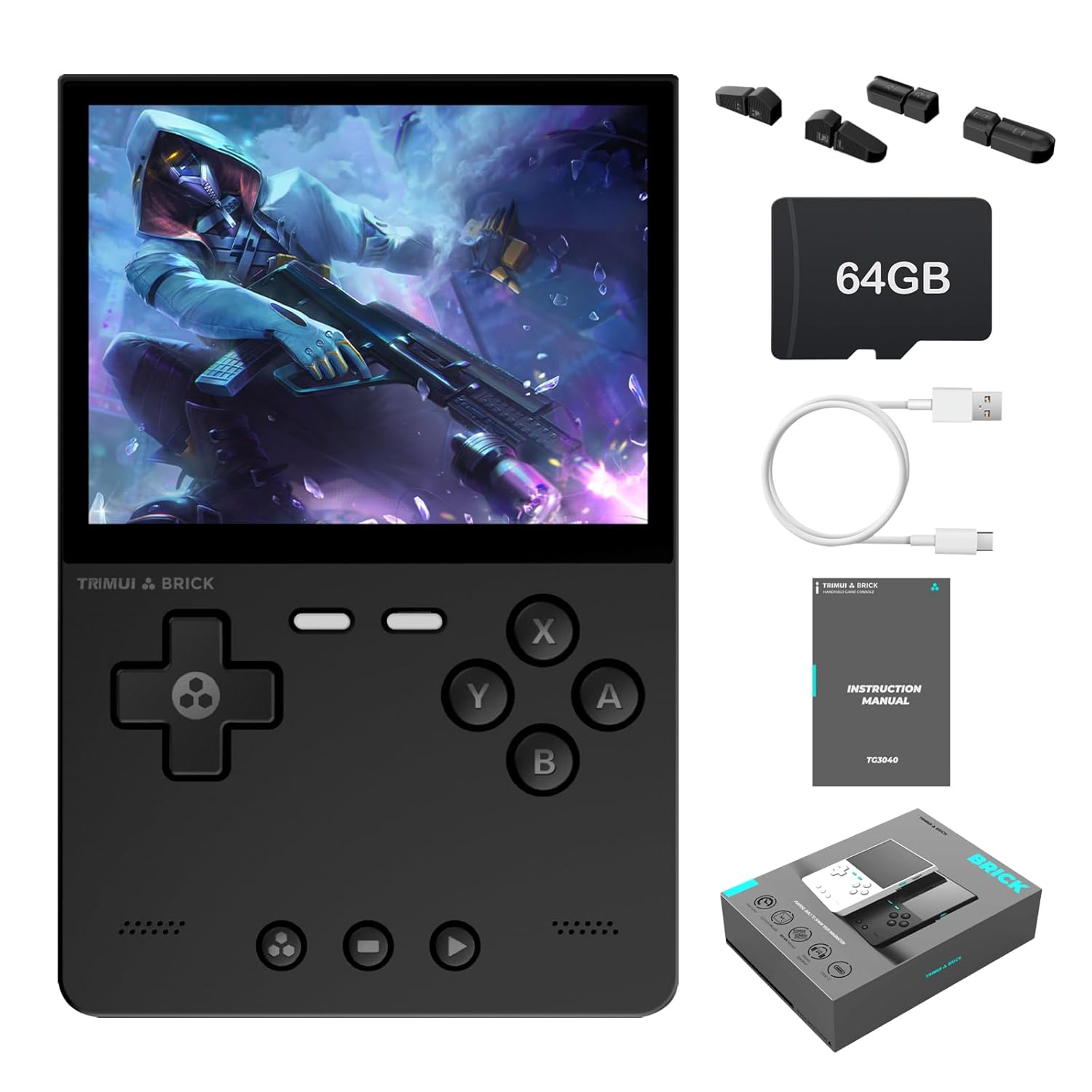 Trimui Brick Retro Handheld Game Console, Mini Video Gaming Console, 3.2” Retro Gaming Console with IPS Screen, 64G TF Card, Multiple Classic Games Emulators, 3000mAh Battery, Linux System-Black Trimui Brick Retro Handheld Game Console, Mini Video Gaming Console, 3.2” Retro Gaming Console with IPS Screen, 64G TF Card, Multiple Classic Games Emulators, 3000mAh Battery, Linux System-Black