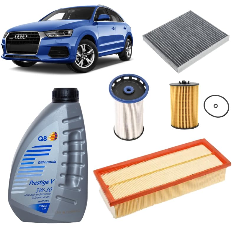 Kit tagliando 4 filtri + 5L olio Q8 5W30 compatibile con Audi Q3 8U 2.0 TDI