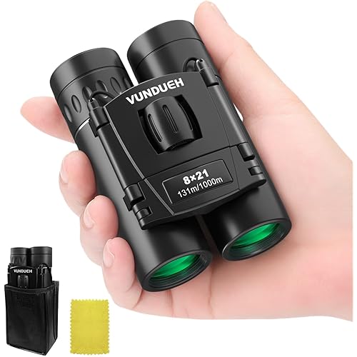Compact HD Binoculars for Adults and Kids, Children Small High Powered Binoculars with Clear Low Light Night Vision, Mini Pocket Lightweight Waterproof for Hunting Bird Watching Travel Concert