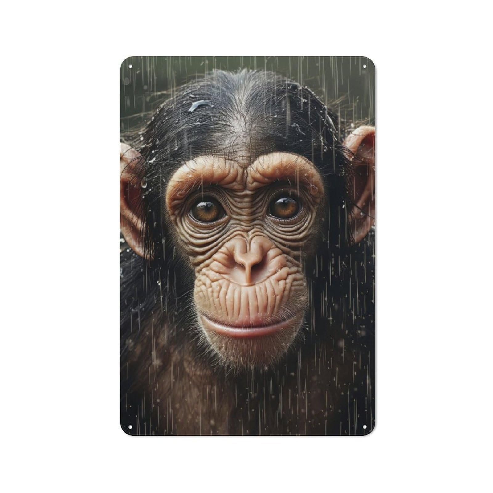 Junmoney Cute Wet Chimpanzee Vintage Tin Sign 30X20cm Featuring For Workshop Wall, Gift For Metal Sign Collectors During The Christmas Season