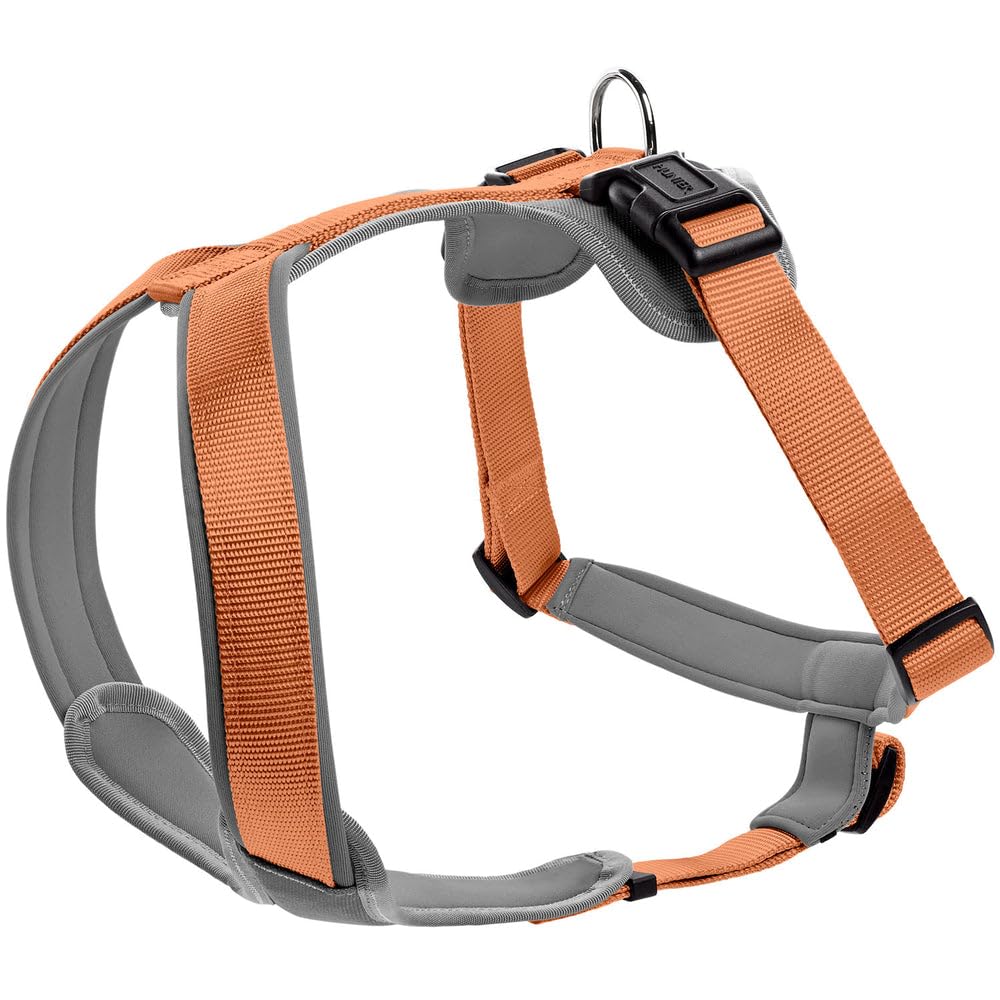 Hunter Hundegeschirr NEOPREN, Farbe: Kupfer/grau, strapazierfähiges Nylon, mit weichem Neopren gepolstert, reflektierendes 3M Scotchlite Reflective Material, pflegeleicht, komfortabel, Größe: M/1