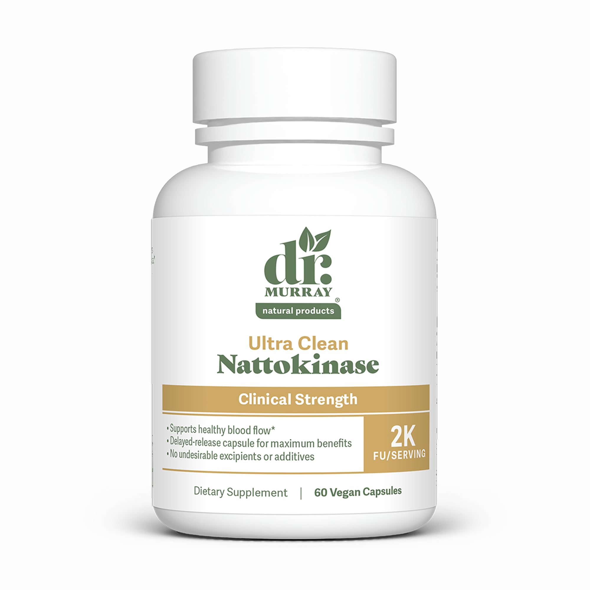 Dr. Murray Natural Products Nattokinase 2.000 FU, cápsulas veganas de liberação retardada, 60 cápsulas