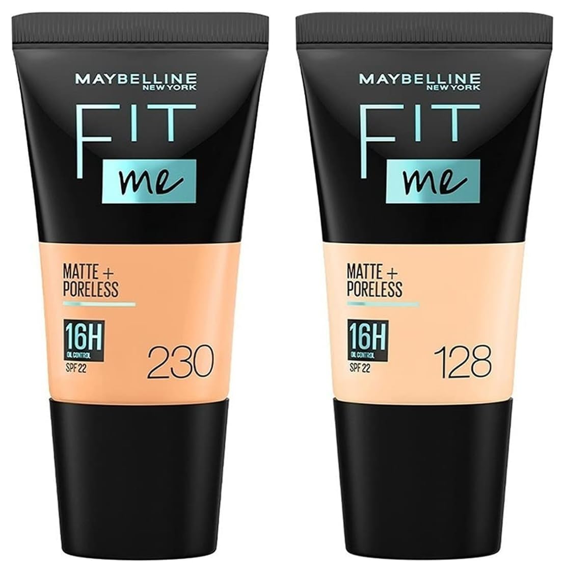 Maybelline New York Fit Me Matte+Poreless Medium Liquid Foundation Tube For Oily Skin,128 Warm Nude,18Ml 2 Count-image-1