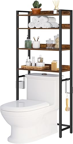 Miniatura 8 de Estante de almacenamiento sobre el inodoro, organizador de baño de 4 niveles sobre el inodoro, soporte de inodoro independiente que ahorra espacio