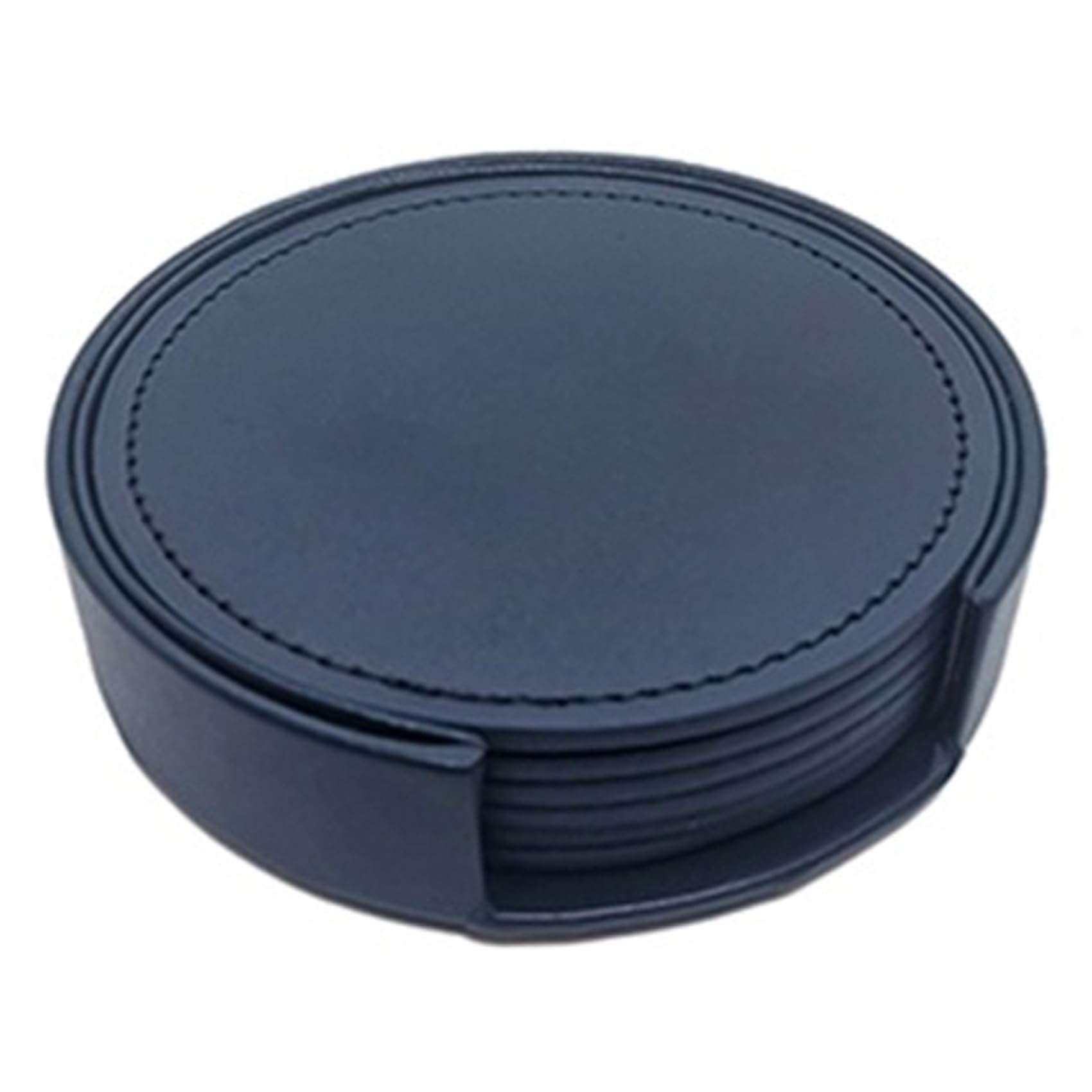 Hndhbfgrt 6PCS Circular Pure Color Leather Coasters Waterproof Heat Placemat Tea Coffee Cup Home Bar Counter Home Decor Blue