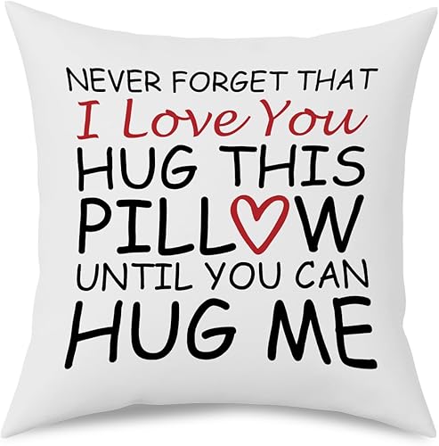 Fokongna Funda para cojín de sofá "Lover I Love You Hug This Pillow Until You Can Hug Me" de 18 x 18 pulgadas, funda de almohada decorativa para el