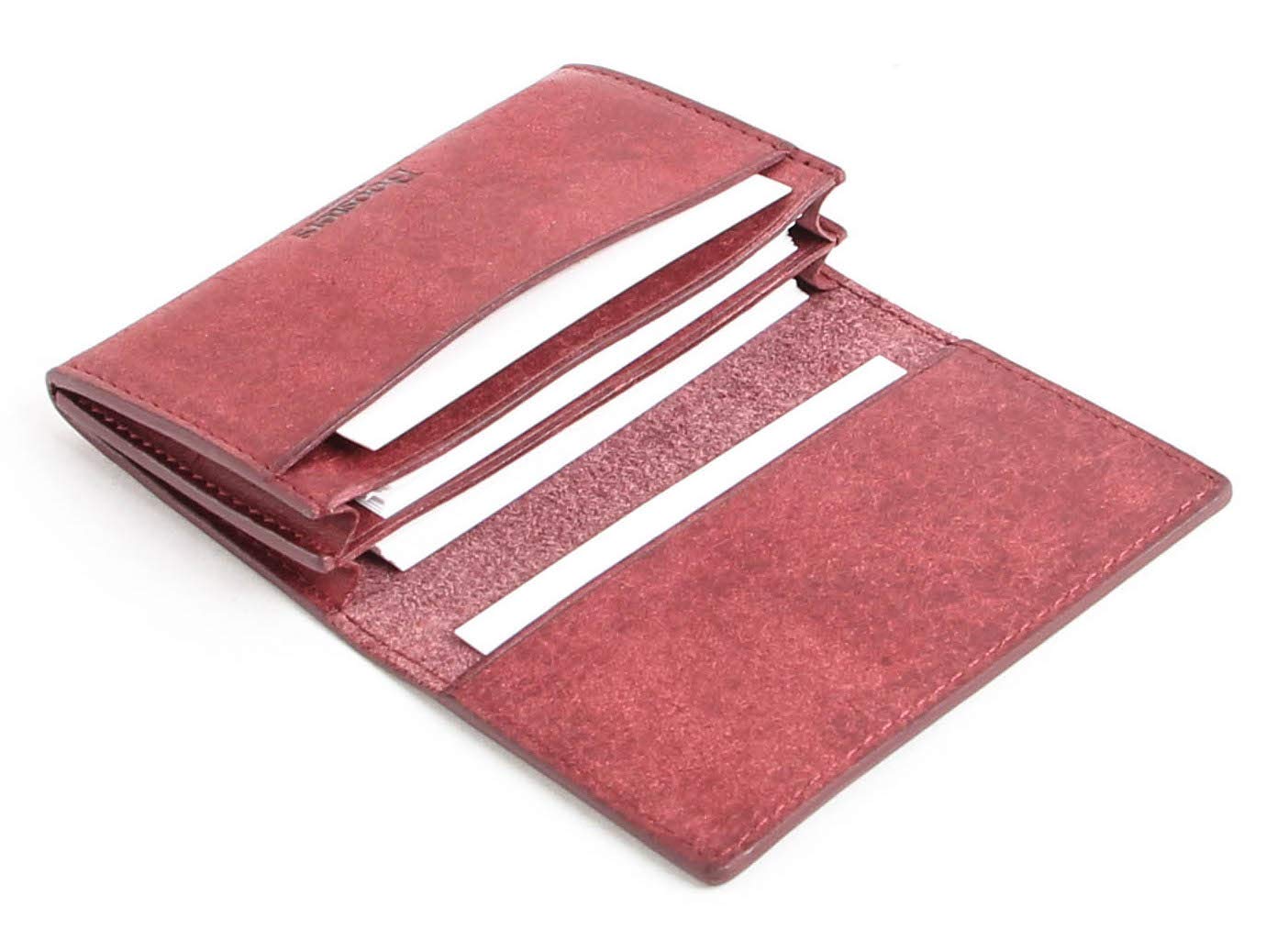 Boosters Pueblo Leather Business Card Case Bordeaux Slim Bamboo Gusset