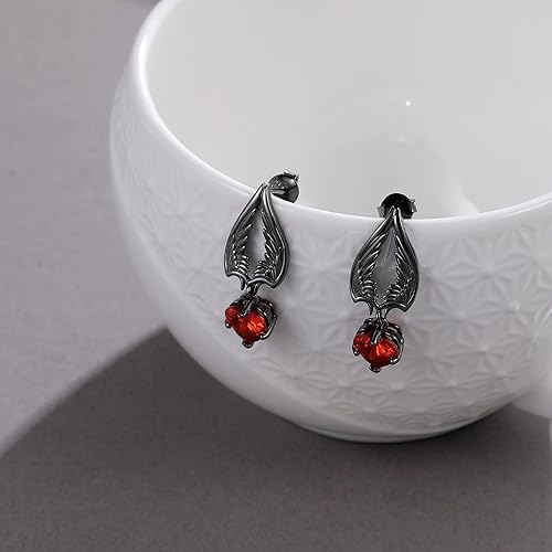 Miniatura 3 de Aretes Colgantes Ángel Demonio de Plata de Ley con Alas de Demonio Ángel Joyería Regalos de Cumpleaños Día de la Madre para Mujeres