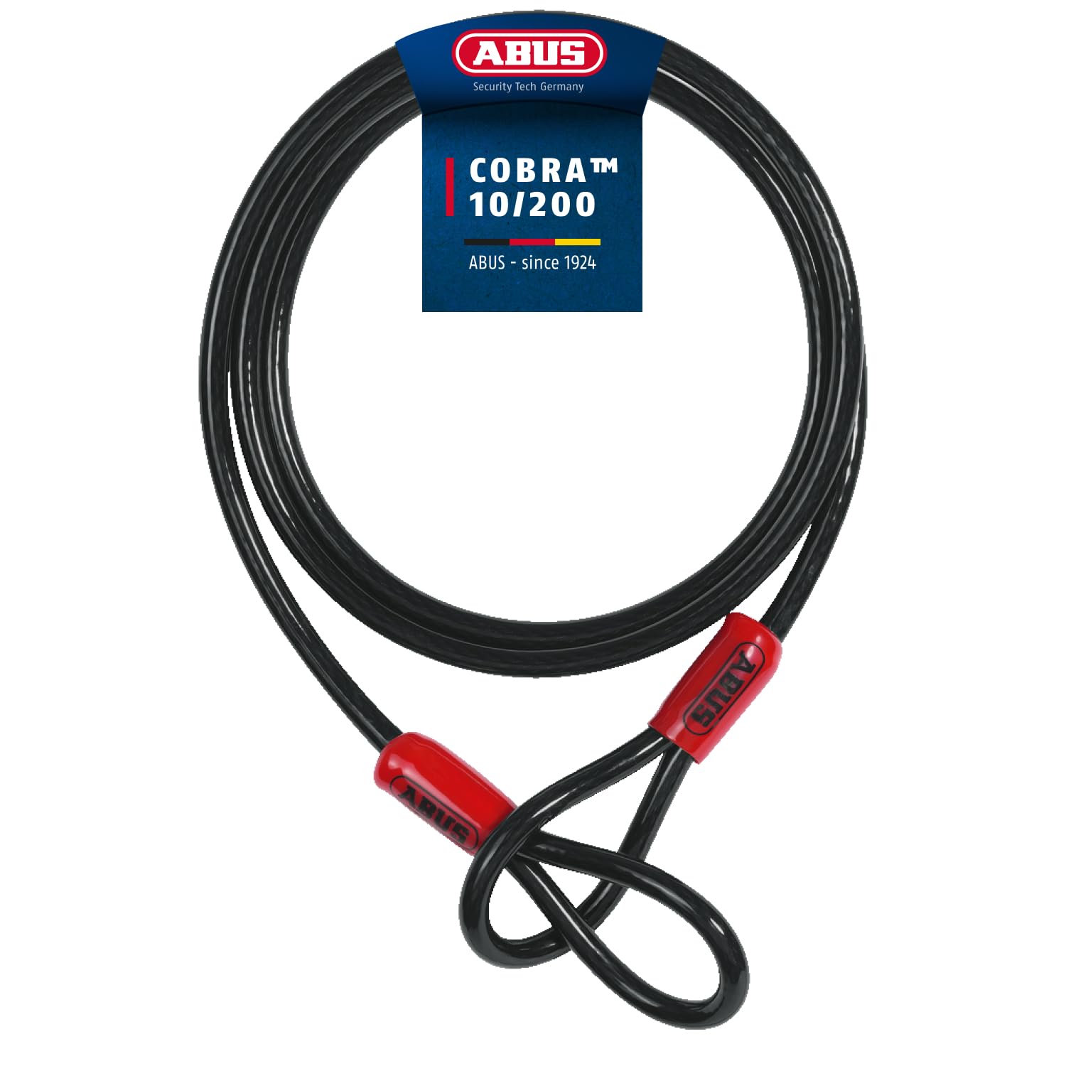 ABUS Schlaufenkabel Cobra 10/200 - Stahlseil mit Kunststoff ummantelt - 2 m lang, 10 mm stark - Sicherung für Fahrrad- und Motorrad-Zubehör - Schwarz, Black, 200 cm