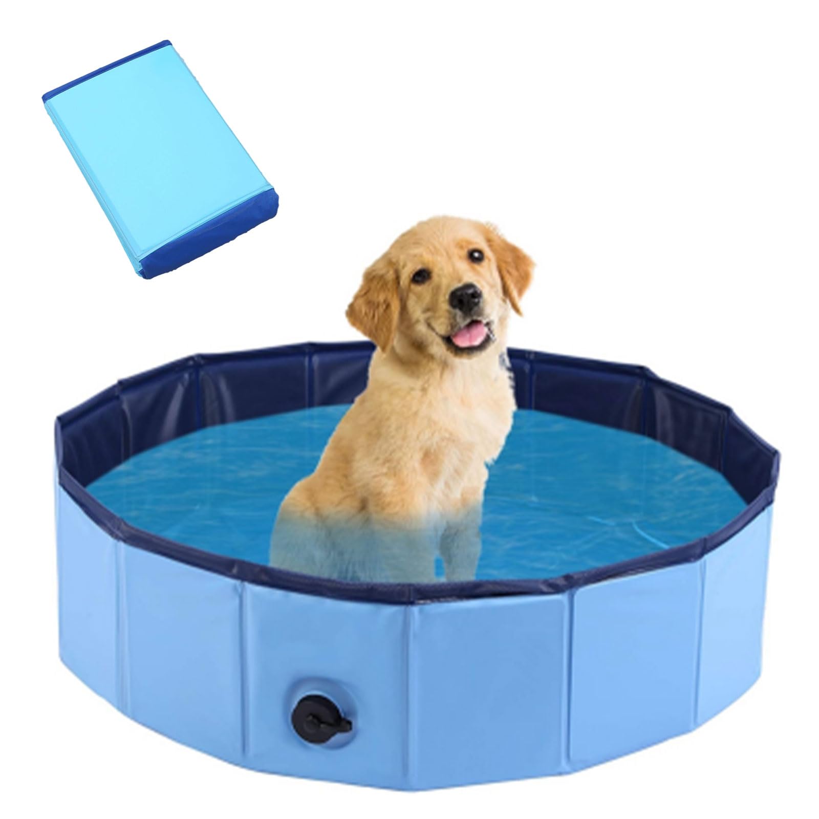 Piscina para perros, grande, 80 x 30 cm, plegable, antideslizante, portátil, de PVC, azul