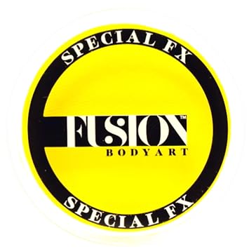Fusion Body Art and FX Pro Special Effects Paint | Neon Yellow 32gm, Professional Quality Water Activated Special FX Paint Supplies Single Color Cake Hypoallergenic, Non-Toxic, Safe, Vegan