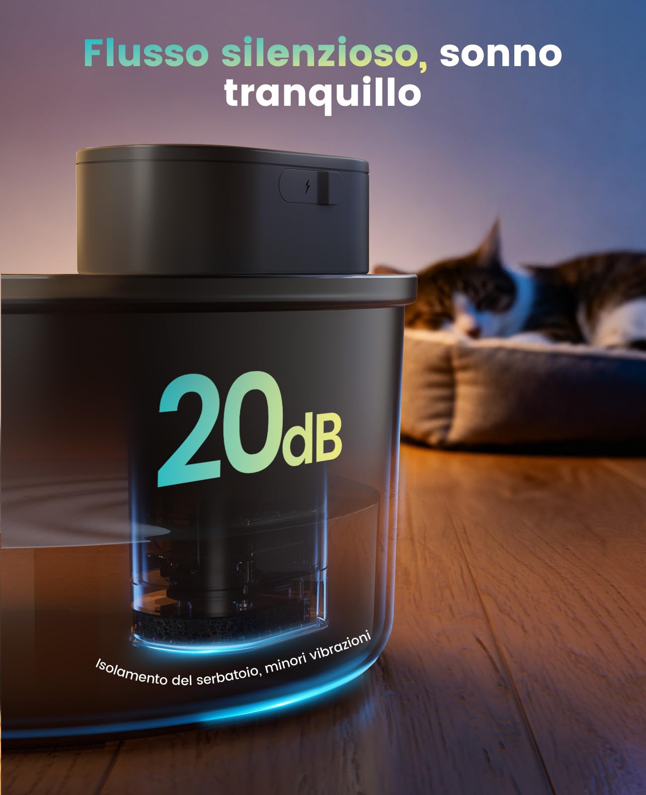 oneisall Fontana per gatti senza fili da 3,2L, fontana con sensore | ultra silenziosa a 20dB, batteria ricaricabile da 4000mAh, vaschetta in acciaio inossidabile, pulizia senza sforzo, senza BPA