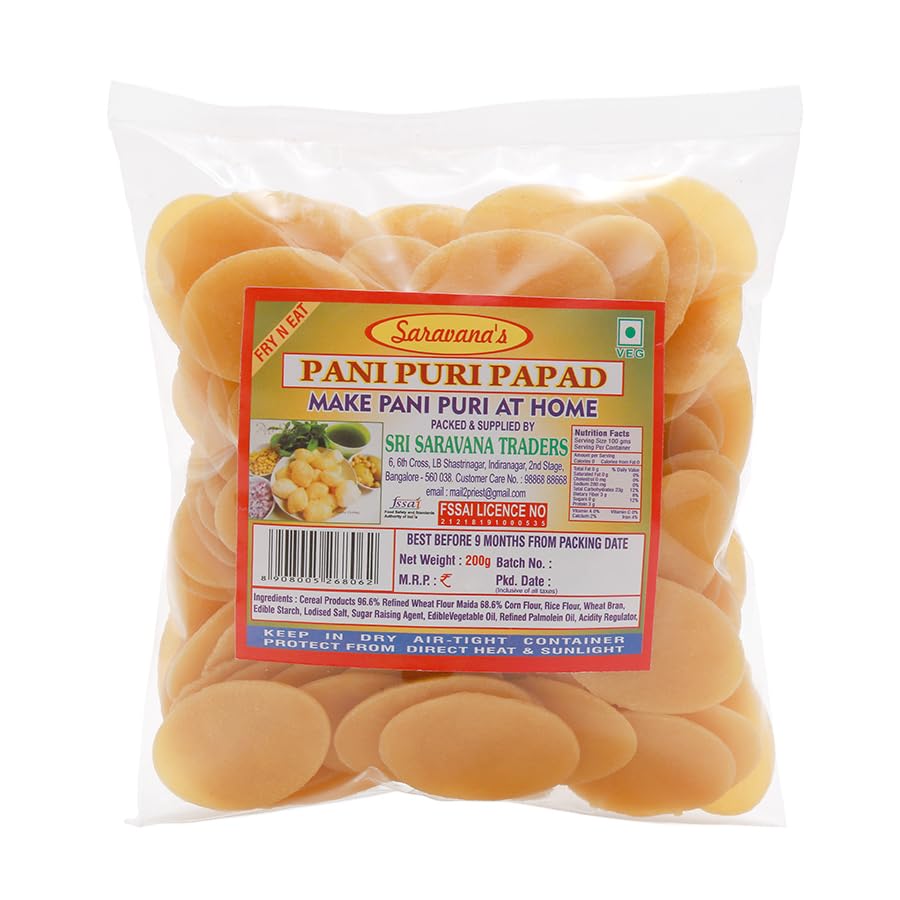 Saravanas Papad - Pani Puri, 200g (B08DP1VT8H) Amazon Price History, Amazon Price Tracker