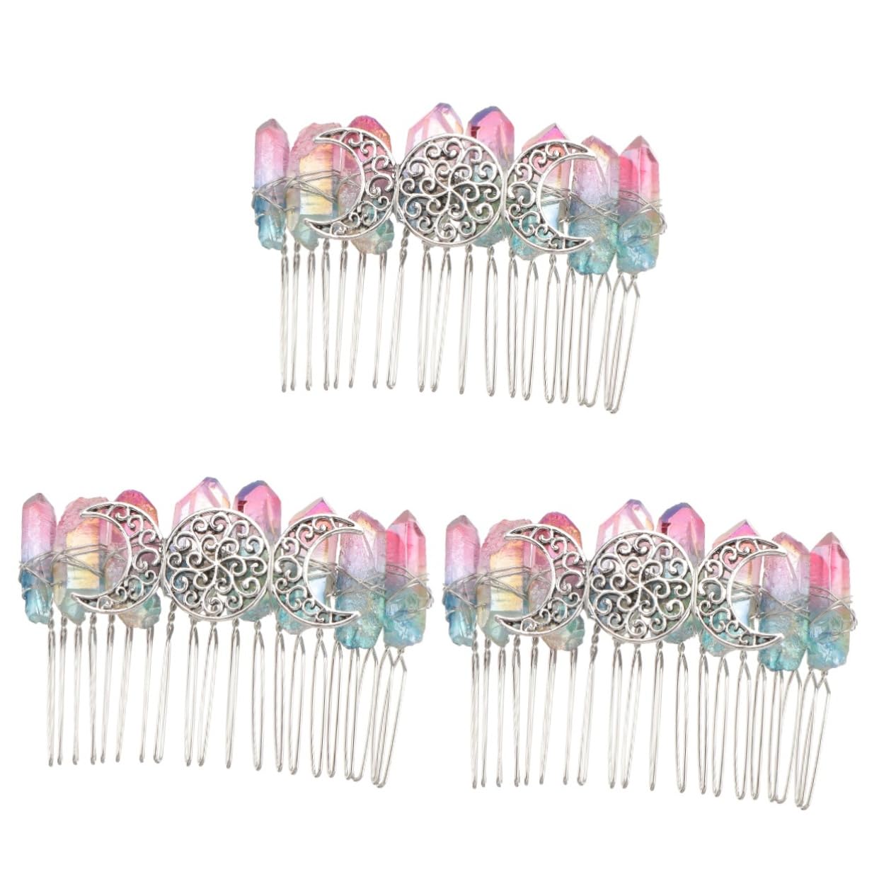 FRCOLOR 3 Stk Mutter Silber 20 Zahn Haar Kamm Kristall Haar Seitenkamm Hochzeitshaarschmuck Für Bräute Haarschmuck Für Frauen Handgemachter Kamm Kupferkabel Brautjungfer Zubehör