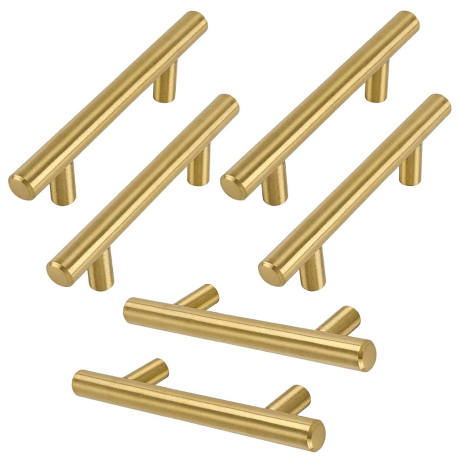 Maniglie per Armadietti Con Interasse 96/128/160/192/256 Mm,2 Pezzi Maniglie per Ante Da Cucina,Maniglie per Cassetti,Maniglie Rotonde a T in Lega Di Alluminio Pomelli,Gold/6pcs-600mm/23.6in