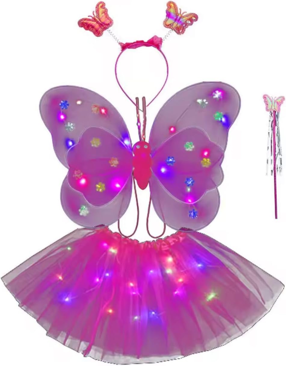 Fantasia Feminina Adulta Infantil Com Led Asas Varinha Branca 30 Cm