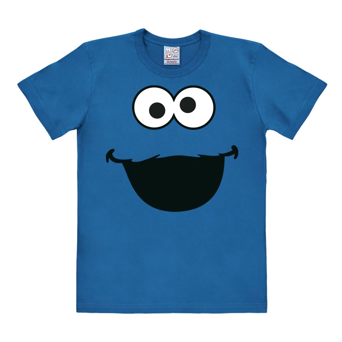 Logoshirt® Rue Sésame I Macaron Le Glouton I Cookie Monster I T-Shirt Imprimé I Femme & Homme I Manches Courtes I Bleu Clair I Design Original Sous Licence I Taille XS