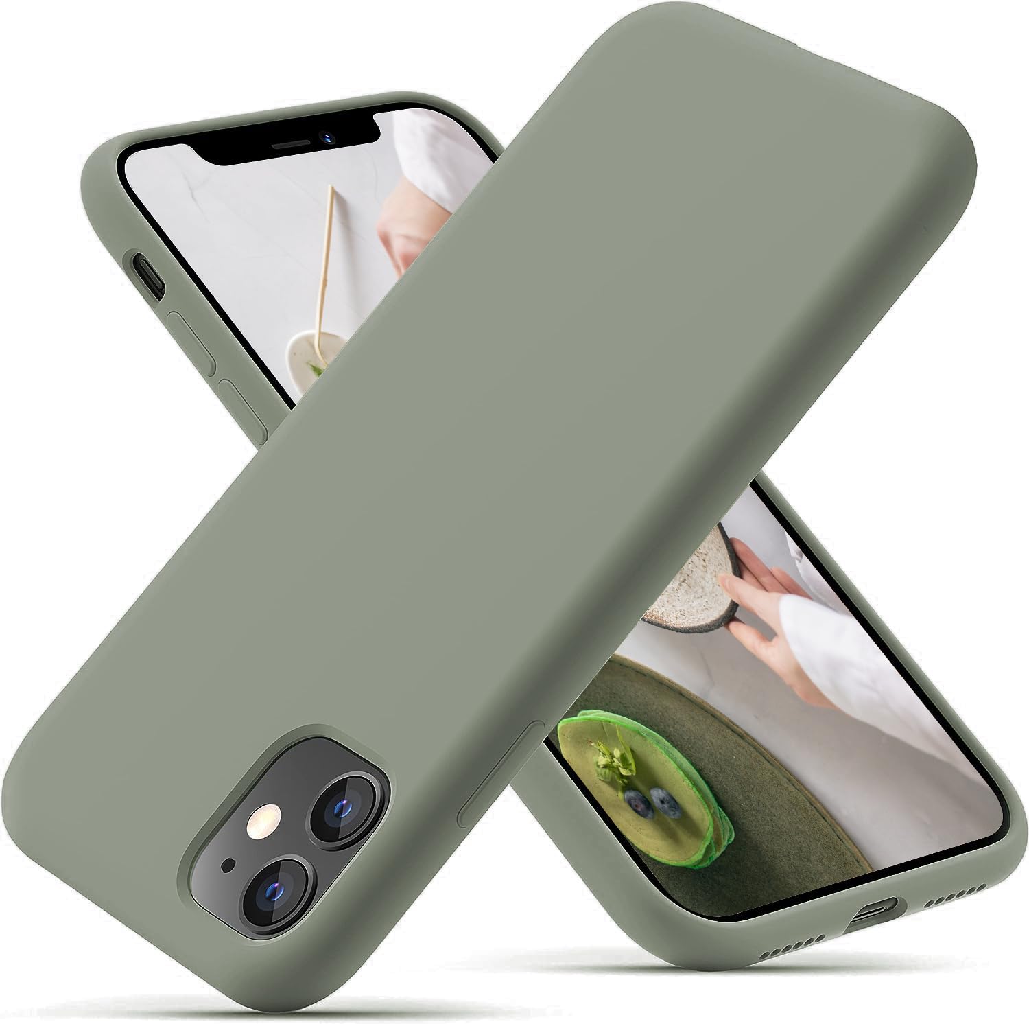 Silicone Case Compatible with iPhone 11 Case 6.1 Inch, Soft Ultra Slim Protective Shockproof Liquid Silicone Phone Case with Anti-Scratch Microfiber Lining,Copper Green