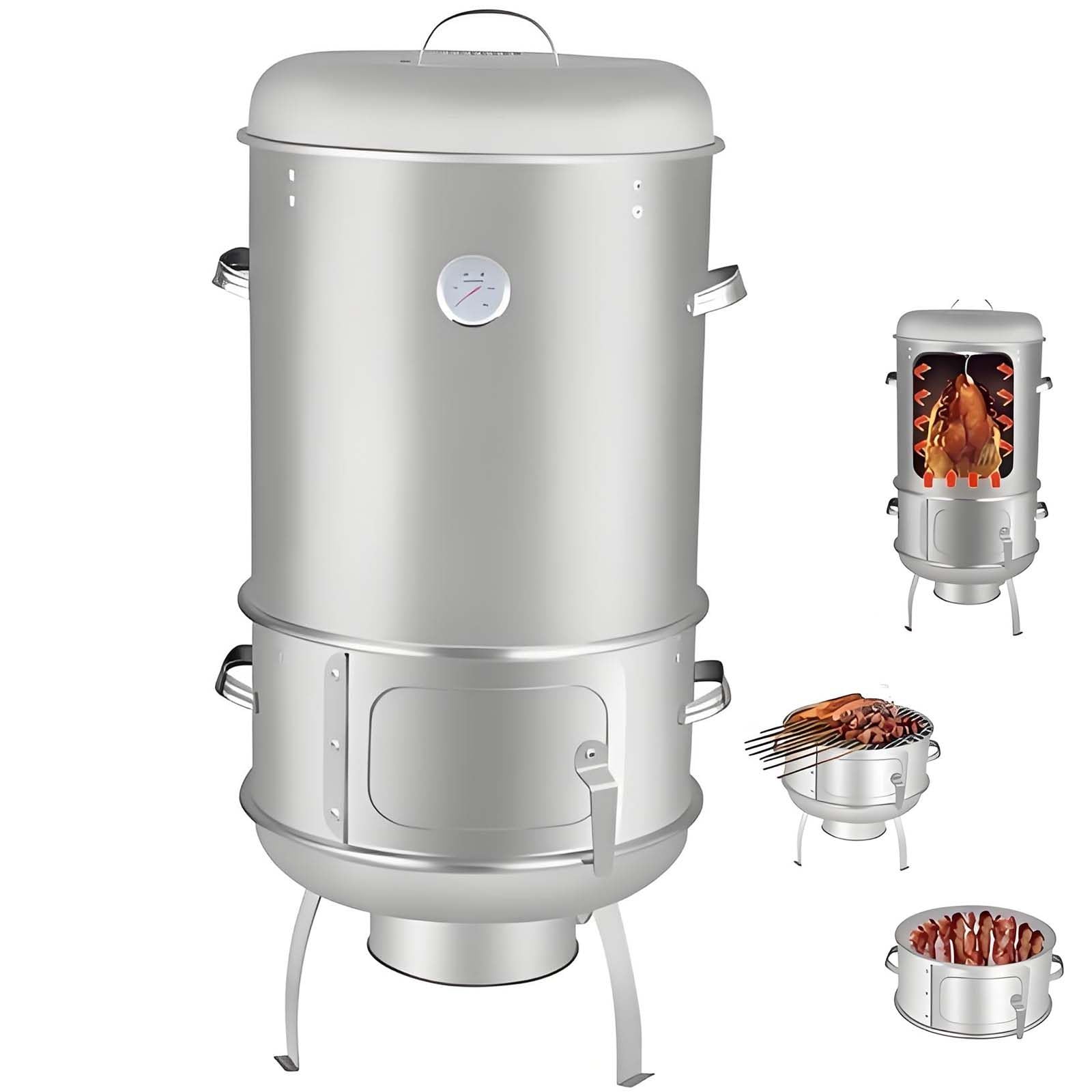 Barril Para Asar Carne,Wiszący Grill Do Pieczenia Całego Drobiu | Okrągły Grill Na Szpikulce,Grill Z Płaską Siatką,3 Tryby Gotowania,Zdejmowana Beczka,Tacka Na Węgiel I Stojak