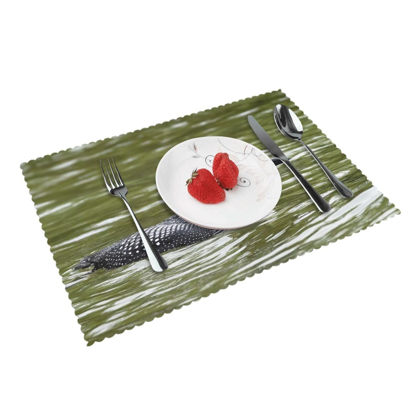 Loon Nature Bird Printed Placemats Set of 4 PCS Washable Placemat for Kitchen Table Heat-resistant Table Mats 45x30 CM