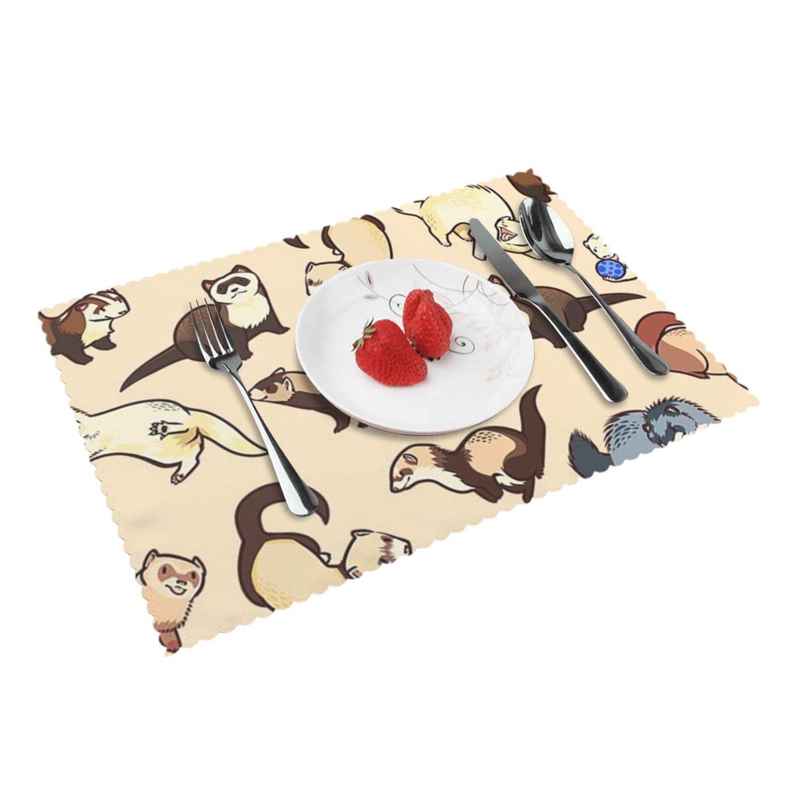 Hairy Ferret Printed Placemats Set of 4 PCS Washable Placemat for Kitchen Table Heat-resistant Table Mats 45x30 CM