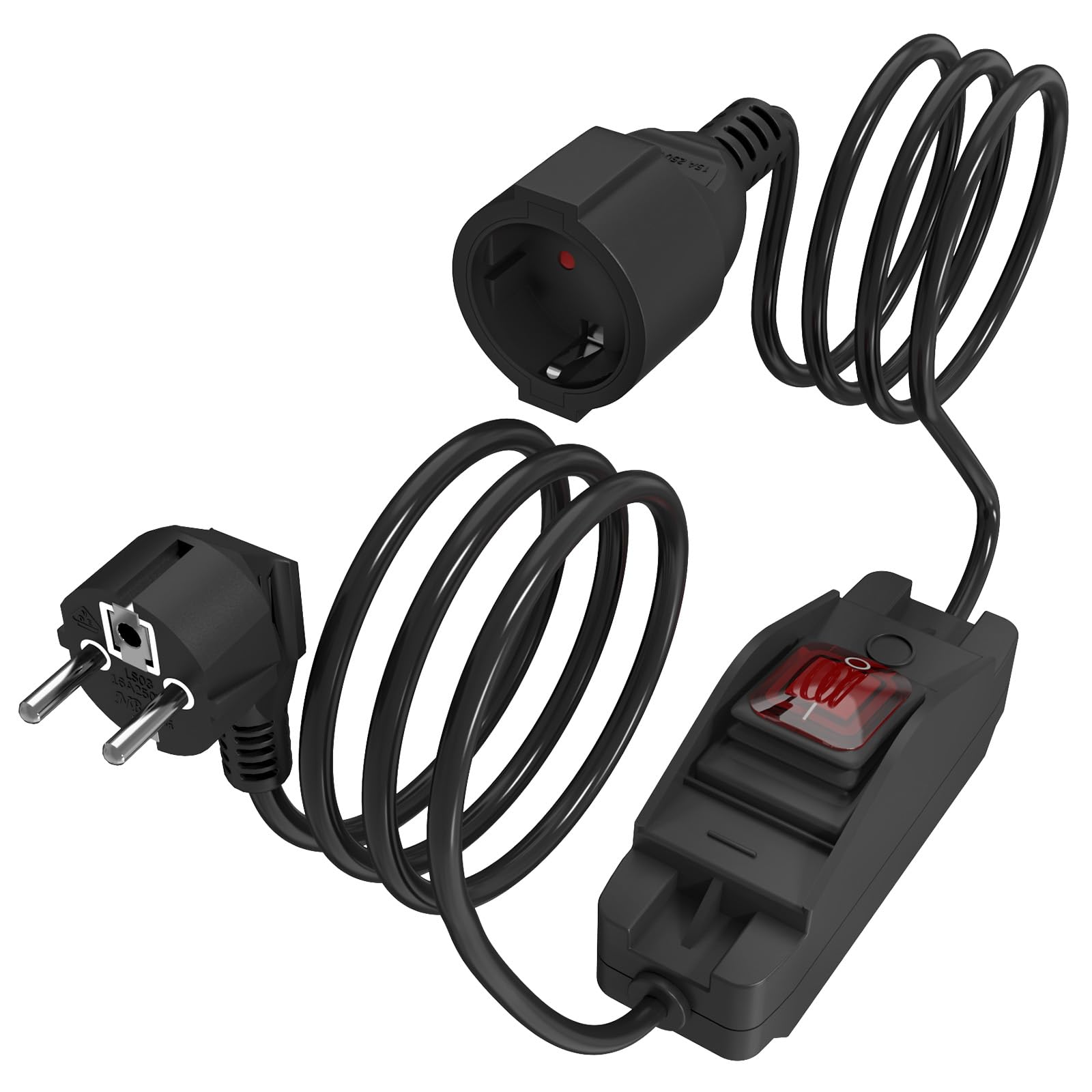 Cable de Prolongation 7M, Cable de Prolongation avec commutateur, pour Chambre à Coucher, Maison, Bureau (250V/16A)