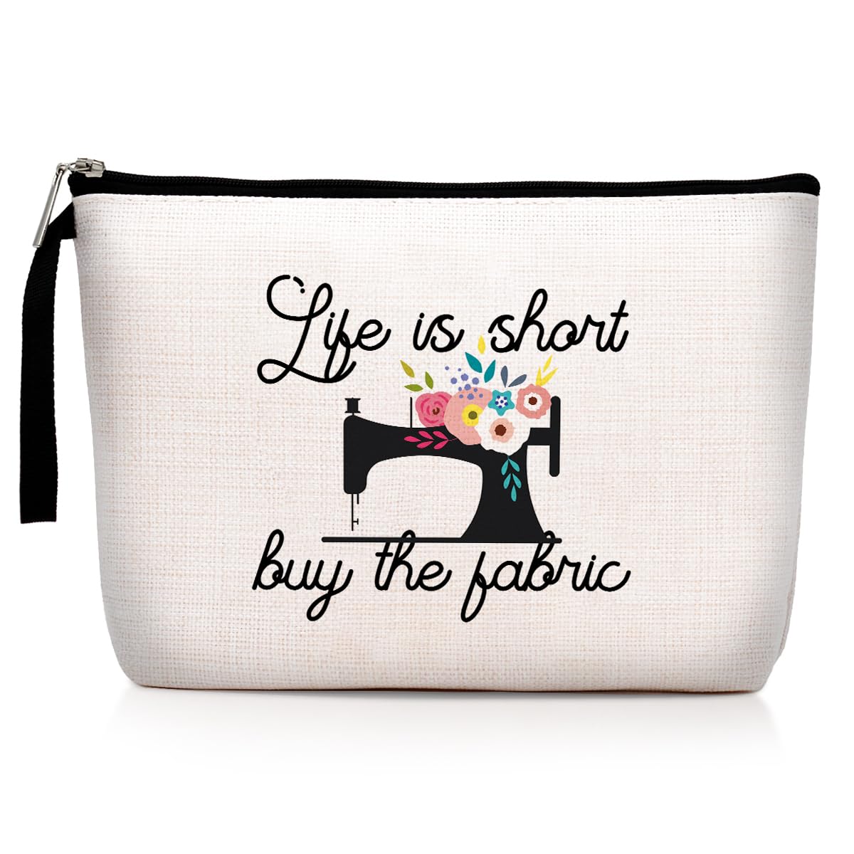 Hanamiya Na Sewing Gift for Women, Seamstress Gifts Cosmetic Bag, Funny Quilting Gifts for Women Great Gift for Quilters, Seamstresses-Life Is Short