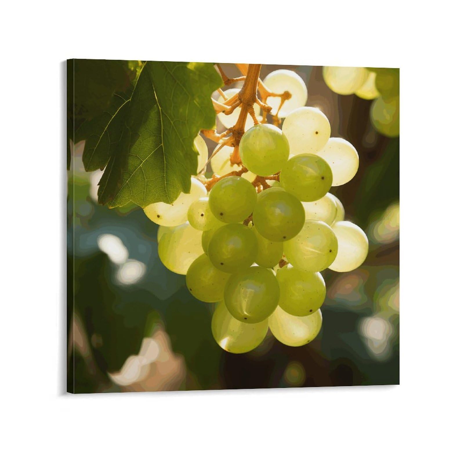 KLOPH Green Grape Hanging Canvas Wall Art for Living Room 12x12inch Modern Artwork Painting for Bathroom Hanging Canvas Prints Aesthetic Wallart for Bedroom Kitchen Office Wall Decor