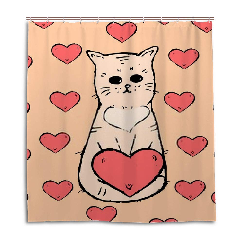 Tenda Doccia Con Gatto Coraggioso Stile Ukiyo-e - 180x180 Cm, Poliestere Impermeabile Con 12 Ganci
