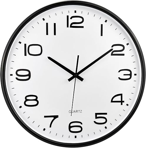 Miniatura 9 de Plumeet reloj de pared grande de 13pulgadas silencioso sin tictac de cuarzo para decoración de sala de estar estilo moderno adecuado para el hogar