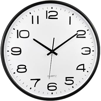 Plumeet 40.6 cm Extra Large Wall Clock Non-Ticking Silent Quartz Decorative Clocks Modern Style Good for Living Room Living Room Bedroom Office Large 3D Number Display Black