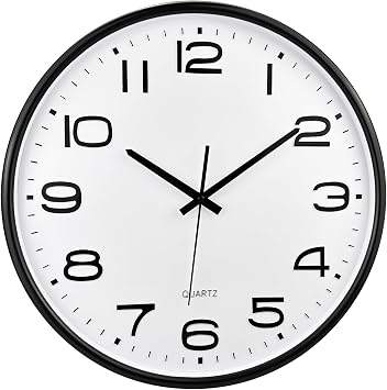 Plumeet 16 Extra Large Wall Clock, Battery Operated Wall Clocks Silent Non-Ticking Quartz, Modern Style Suitable for Bedroom Living Room Office Decor - 3D Numbers Display, Black