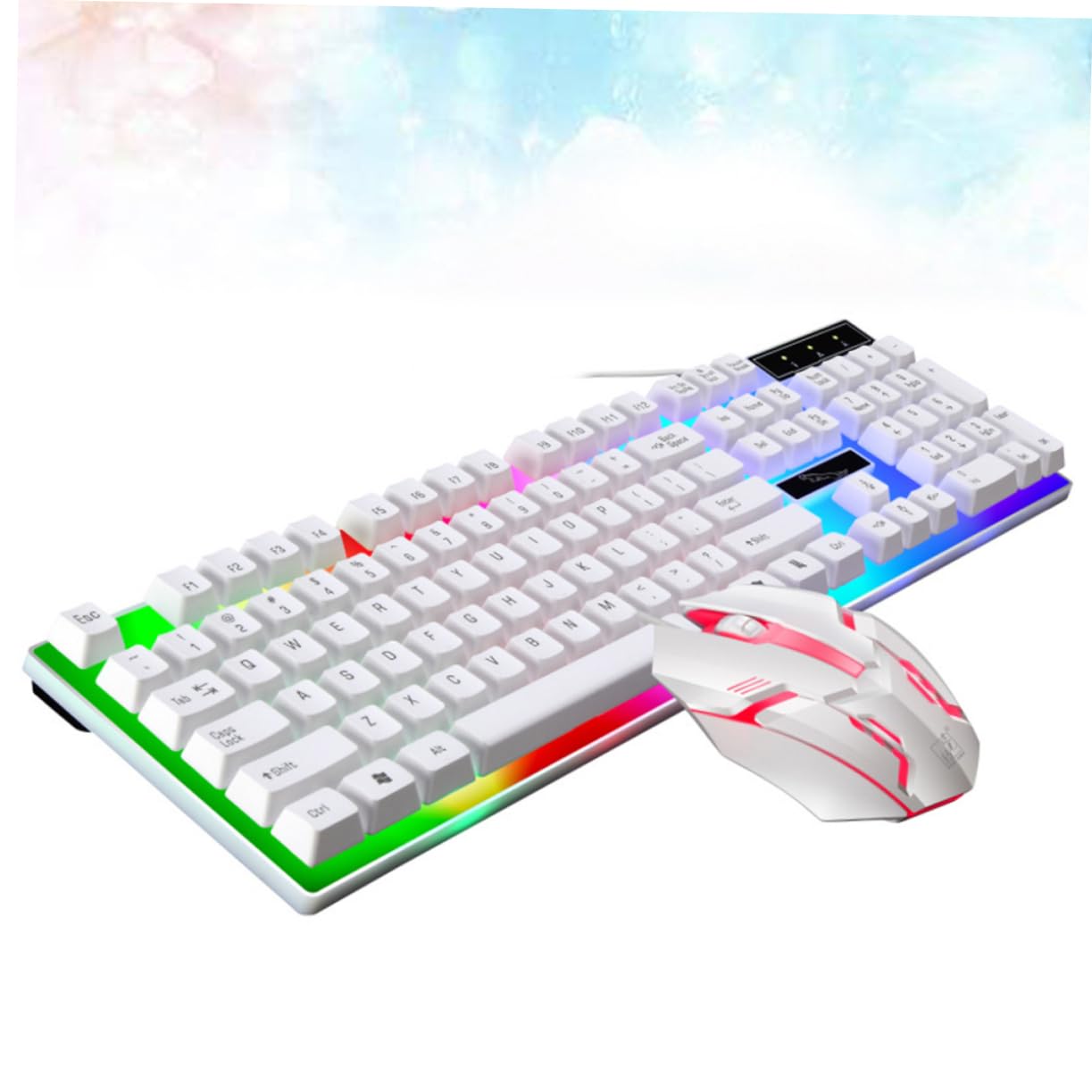 TEHAUX Tastiera e Mouse da Gioco Mouse USB Ergonomico Cablati Set Retroilluminazione LED Colorata Accessori per Computer Design Anti-versamento per PC da Gaming per Gamer