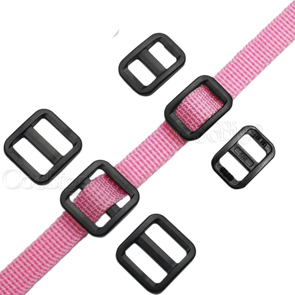 Kunststoff-Schieber, dreieckig, verstellbare Schnallen, breiterer Stil, Rucksackgurte, Taschen, Hundehalsbänder, Gurtband, 10 mm, 15 mm, 20 mm, 25 mm, Schwarz, 1000 Stück, Gurtbandgröße 15 mm