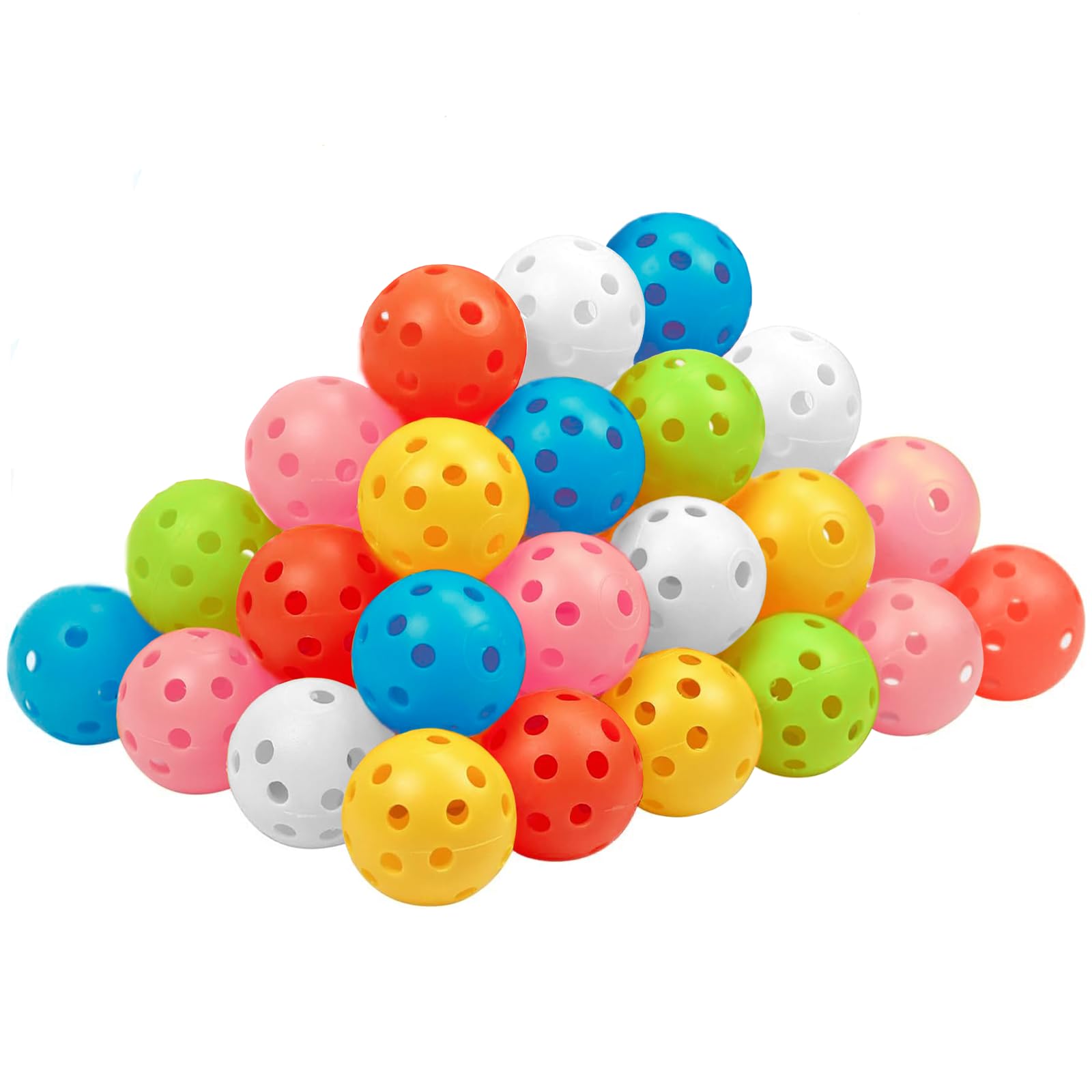 THIODOON Practice Golf Training Balls with Limited Trajectory 40mm Hollow Plastic Coloured Airflow Golf Balls for Swing Practice Driving Range Indoor 48 Pack (Mixed Colors, 48 Pack)