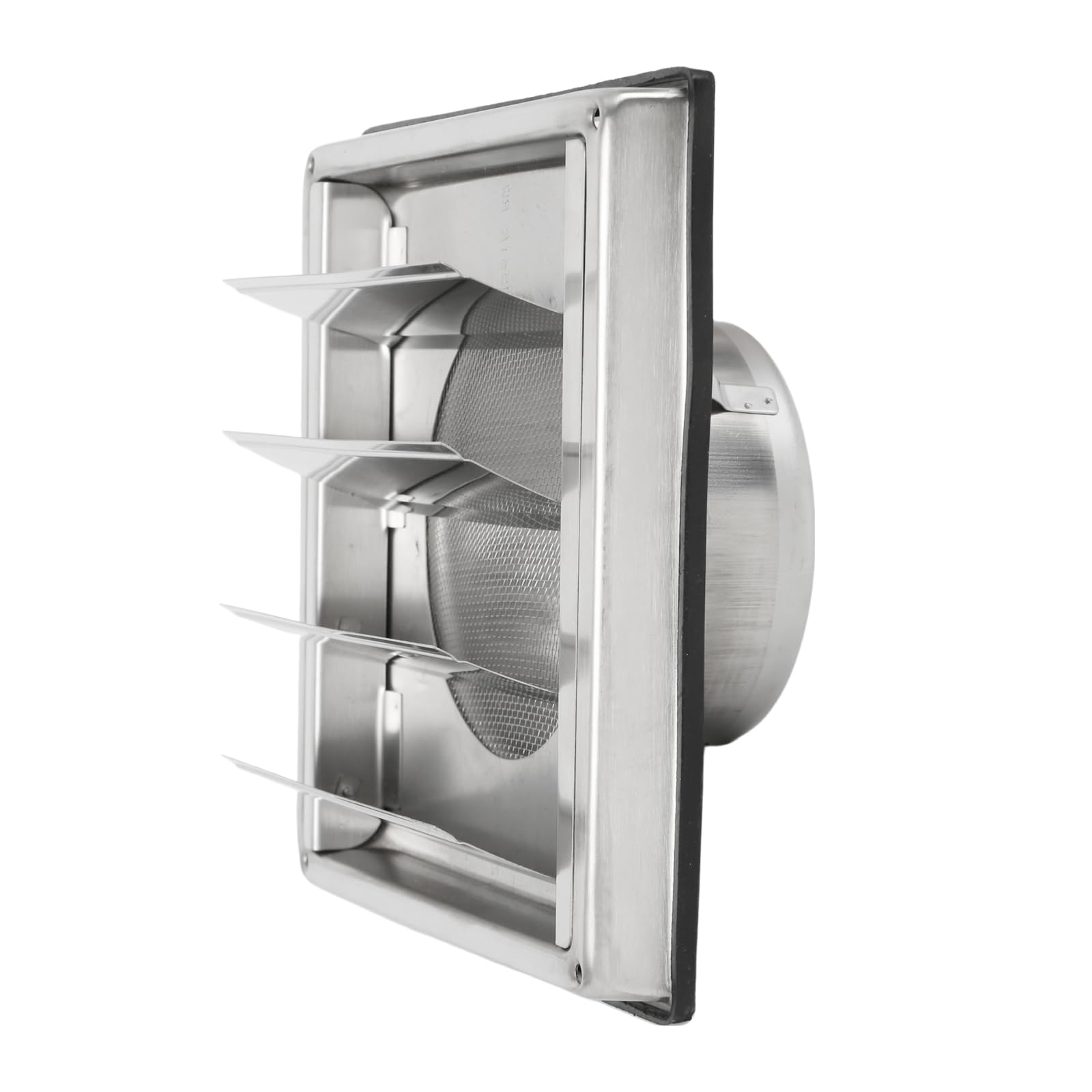 Rejilla de ventilación de acero inoxidable 304, rejilla de ventilación con válvula antirretorno, láminas y protección contra insectos, salida cuadrada 100, 125, 150 mm, tapa de ventilación de acero