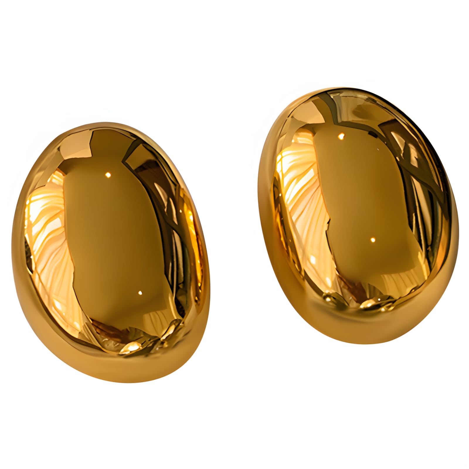 Pendientes ovalados dorados atrevidos con latón relleno de oro de 24 quilates y pin S925, joyería elegante para mujer, Aleación chapada en oro, Sin piedra preciosa