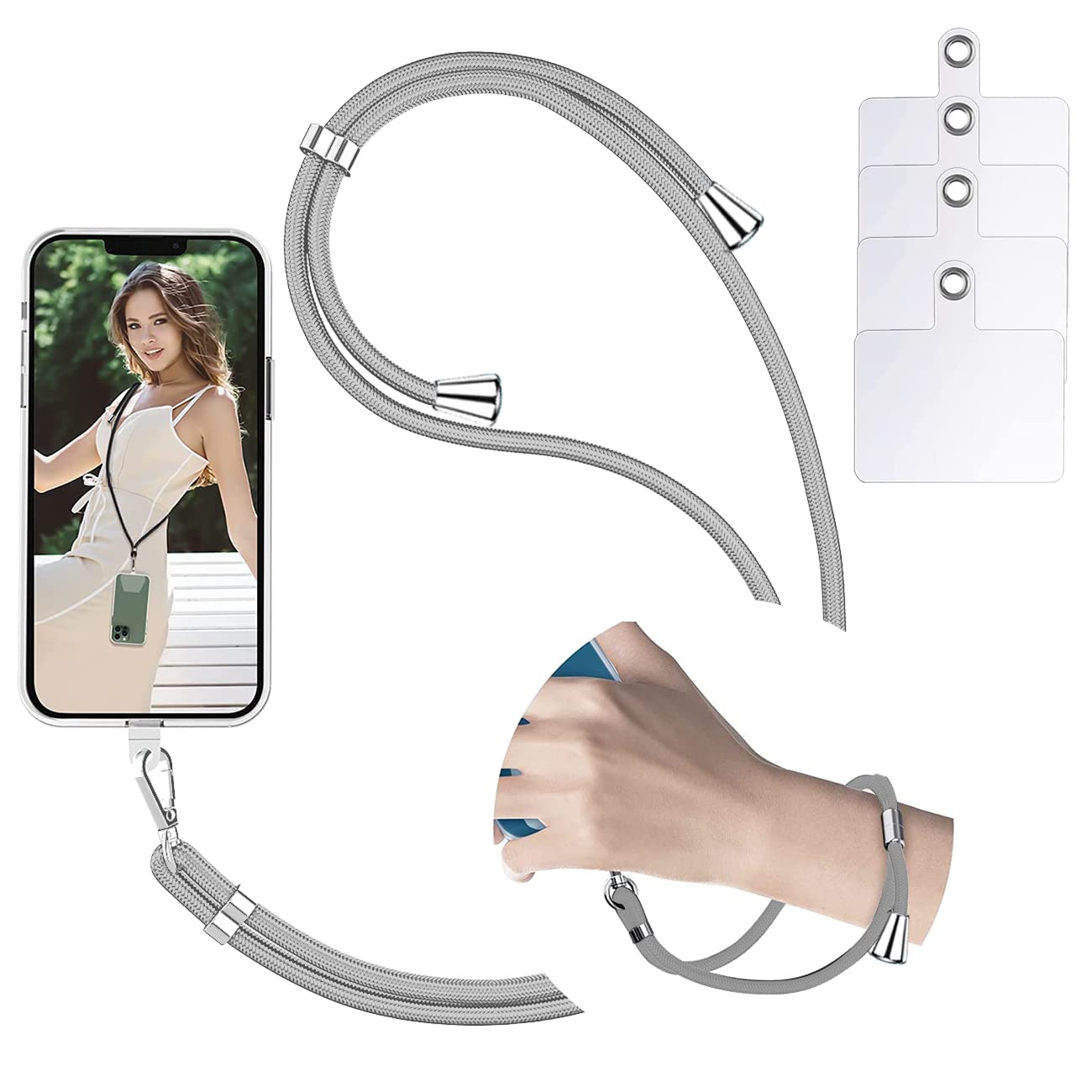 Amazon.co.jp: seninhi グレー スマホストラップ 首掛けストラップ 