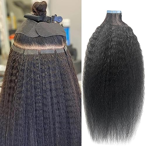 Anihiho Tape in Hair Extensions Human Hair Straight Skin Weft for Black Women 40g/pack Hair Extensions Tape in 14 Inch Natural Black Hair Extensions Real Human Hair 20 Pcs (14inch,40g,Natural Black)