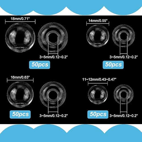 Miniatura 3 de PH PandaHall 200 mini globos de cristal, 4 tamaños, botella de bola de vidrio con diseño de planeta UV, para manualidades, colgantes transparentes