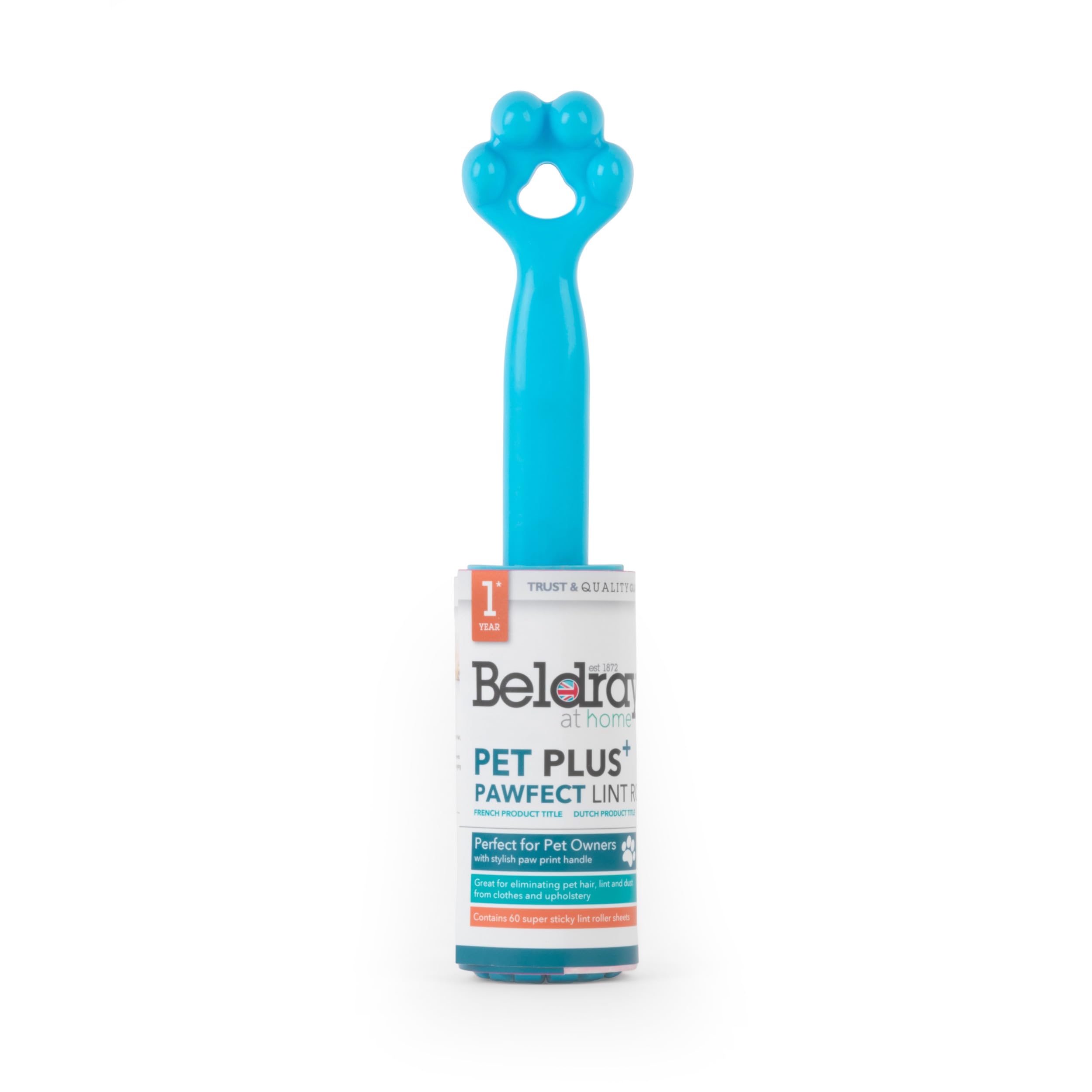 Beldray LA074416EU Pet Plus+ Lint Rollers - 3 Pack Handheld Lint Removers, 60 Sticky Paper Sheets Per Roller, Tear Off Sheets, Lift & Trap Pet Hair, Dust From Clothes & Furniture, Durable Handles — image 1