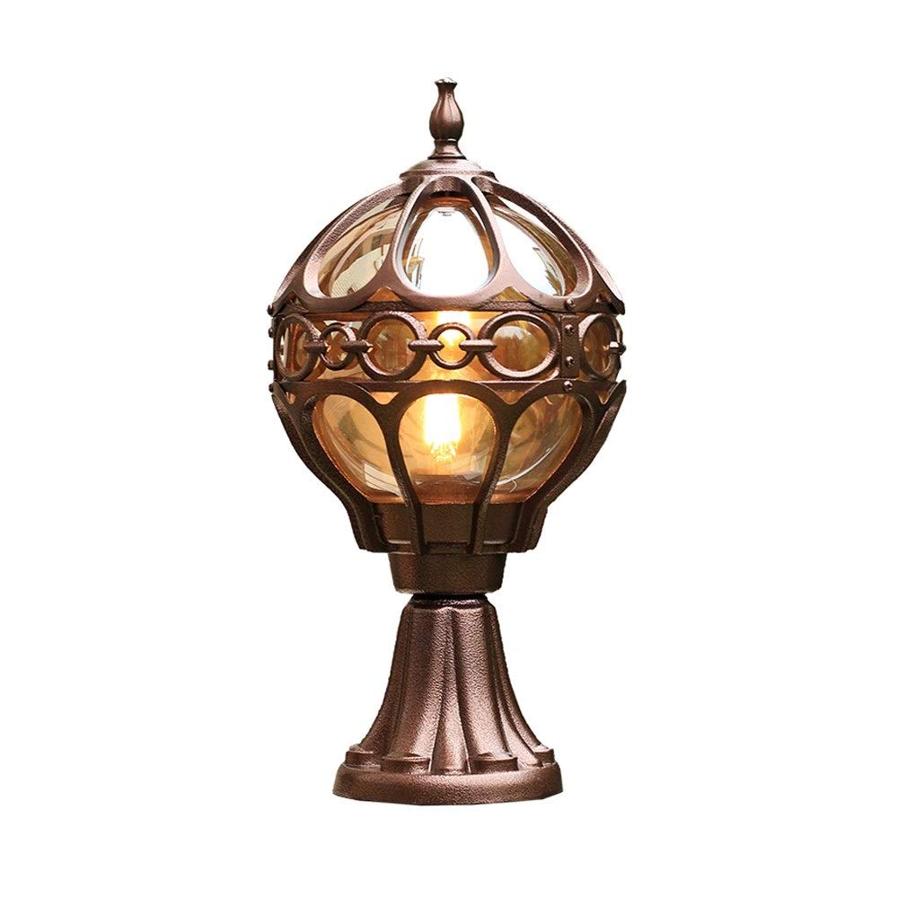 Lampa zewnętrzna, klasyczna szklana kula na patio, latarnia, aluminium, odlew ciśnieniowy, do użytku na zewnątrz, odporna na deszcz, lampa kolumnowa do ogrodu, E27, patio, werandy, bramki