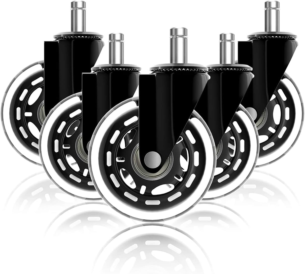 TOMVAES 5 Pack Office Chair Wheels Replacement Rubber Chair casters for Hardwood Floors and Carpet,Heavy Duty Office Chair casters for Chairs to Replace Office Chair mats